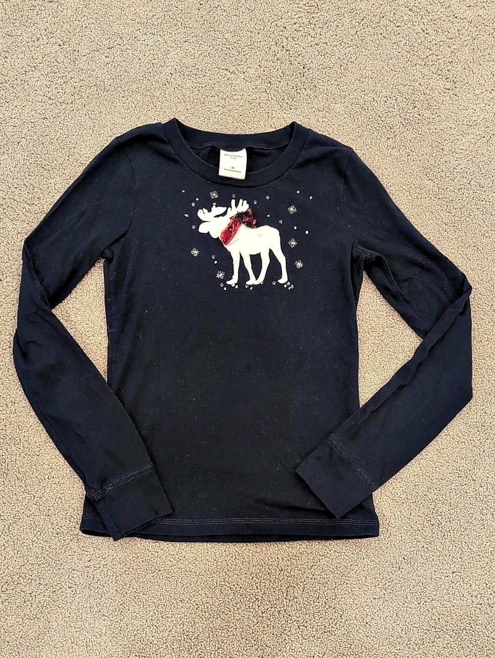 Abercrombie Kids Reindeer Graphic Long Sleeve Tee Girls Medium